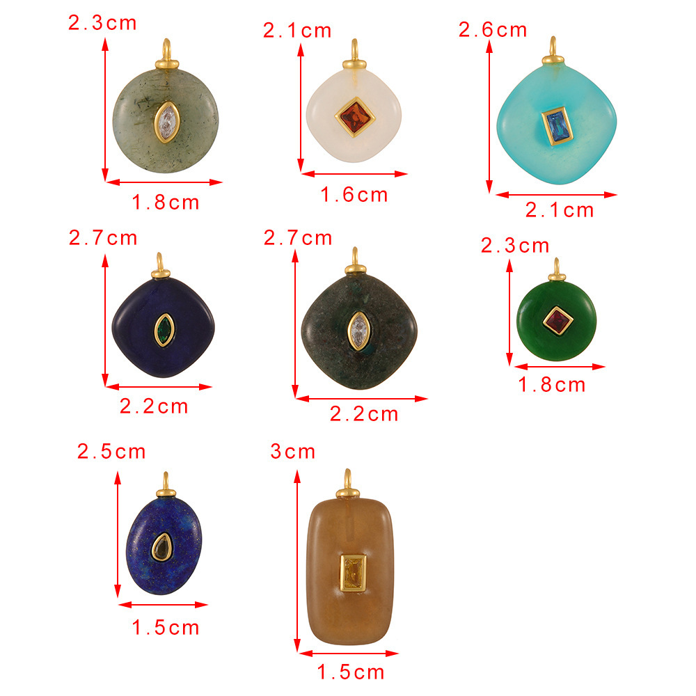 Trendy Natural Stone Round Necklaces For Women Simple Fashion Geometric Pattern Plated Jewelry Accessories Oval Shape Old Money Style