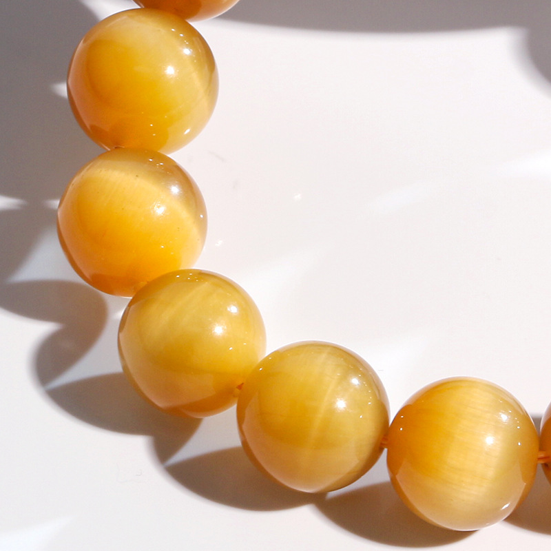 Natural Gold Tiger Eye Stone Bracelet High Quality Cat's Eye Lightning Pattern Round Beads Sea East Gemstone Wooden Chalcedony
