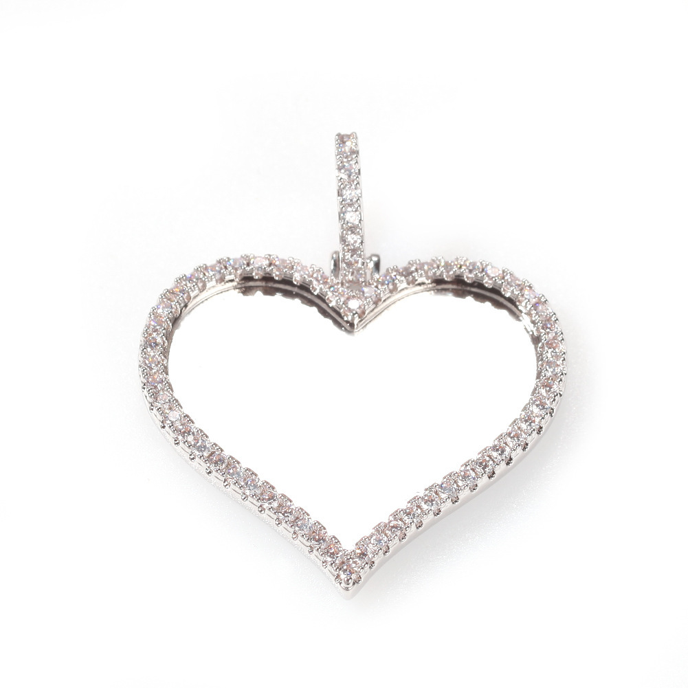 Fashion Hip-Hop Style Pendant Necklace Copper Material Inlaid With Zircon Heart-Shaped Photo Unisex Internet Celebrity Style Jewelry Accessories