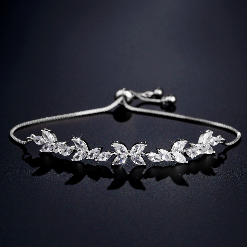 Fashionable Classic Full Embedded 3A Horse Eye Zirconia Bracelet Women's Versatile Floral Stylish Accessory For Anniversary
