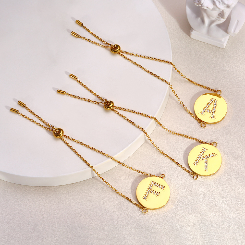 Titanium Steel Bracelet With 26 Letter Pendant Multifunctional Jewelry Accessories Unisex European