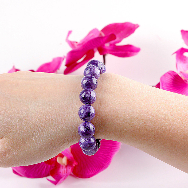Natural Purple Dragon Crystal Bracelet Charoite Stone Full Dragon Pattern King Purple Nine Purple Fire Versatile Bracelet