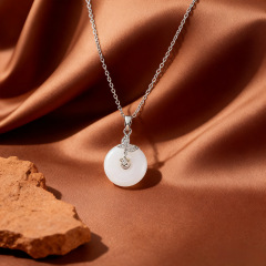 X0813 [Copper Pendant] Butterfly Peace Buckle - Necklace - Silver