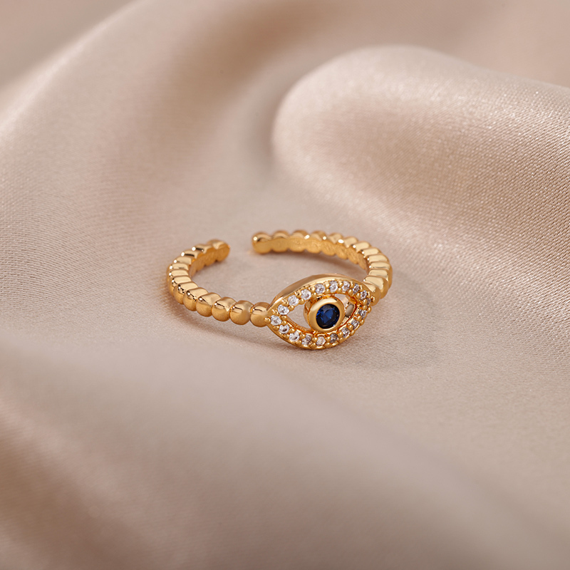 3pcs/set Zircon Demon Eye Set 18K Gold Plated Shiny Zircon Necklace Earrings Ring Vintage Personality Turkish Style Zircon Demon Eye Set Jewelry Unisex Accessories Wholesale