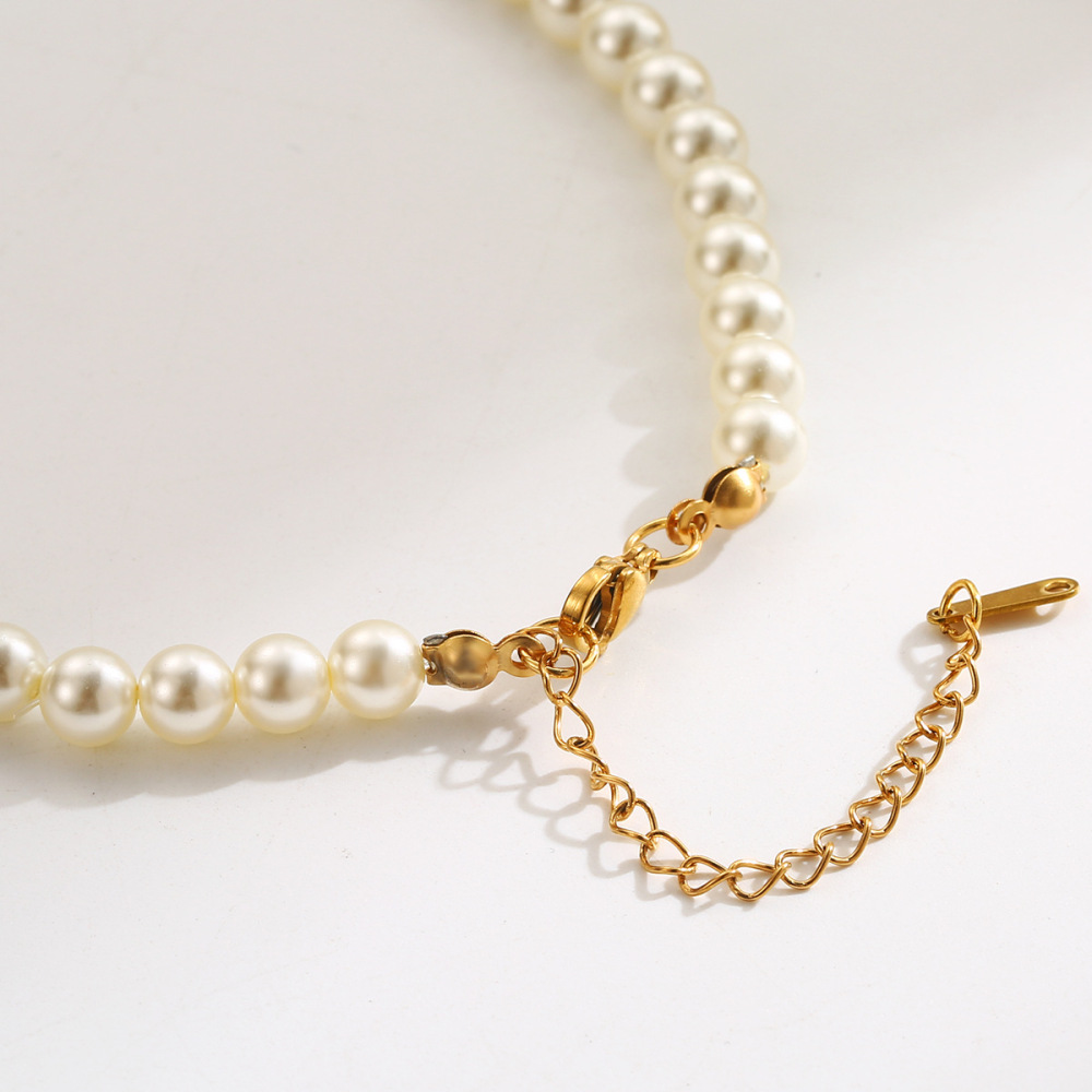 Elegant Ocean Elements Heart-shaped Octopus Turtle Pearl Pendant Necklace Geometric Pattern Titanium Steel Women Jewelry Accessories Minimalist Style