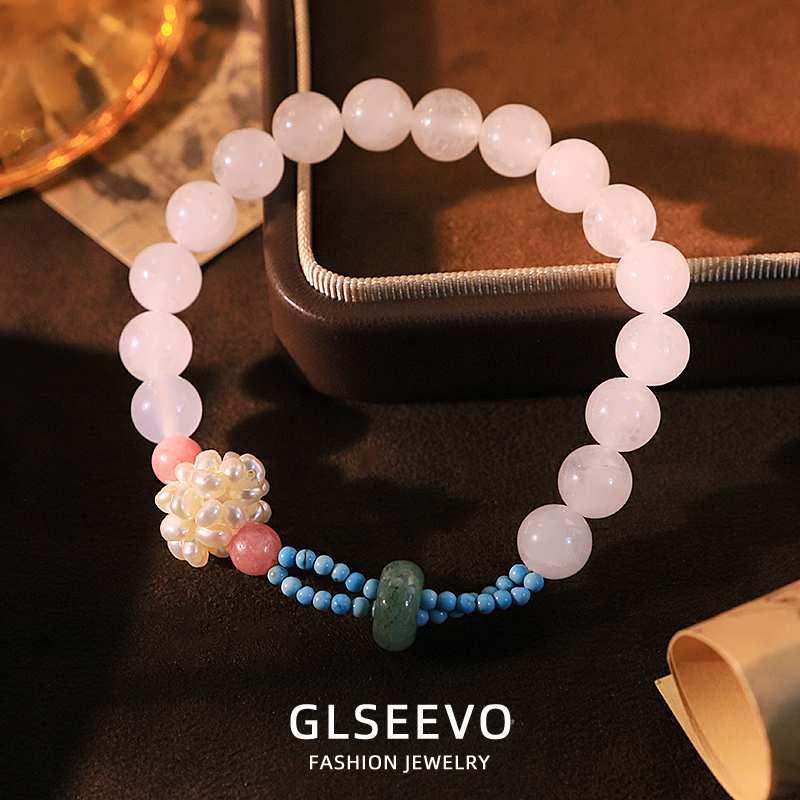 Original Natural Pearl Turquoise Natural Stone Bracelet For Women DIY Beaded Bracelet Simple Elegant Versatile Bangle Jewelry