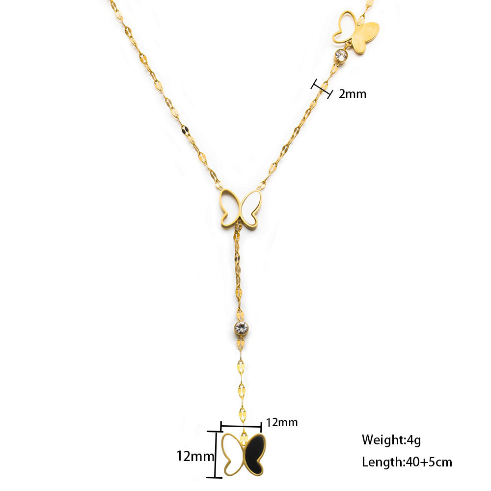 Butterfly Necklace Stainless Steel Women's Jewelry Accessories Animal Zodiac Pattern Choker