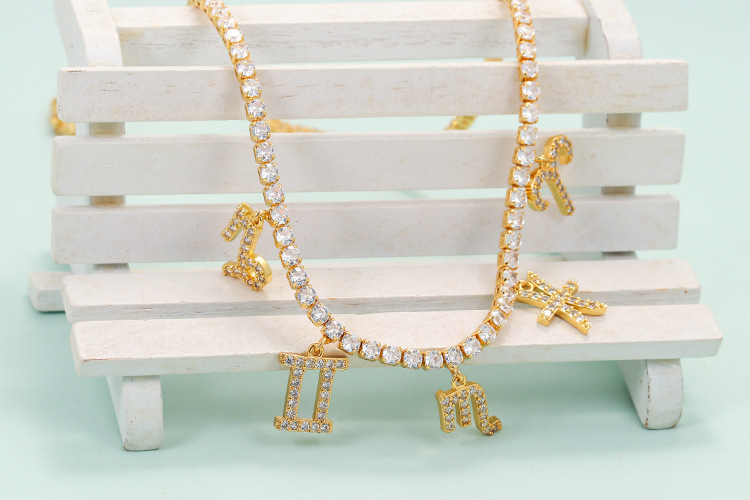 Pendant Necklace Simple Diamond Zircon 12 Constellation Clavicle Chain