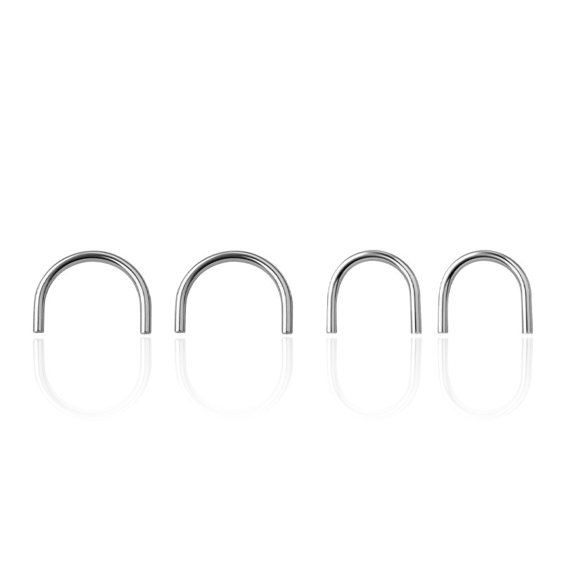 Titanium Alloy U-shaped Ear Piercing Stud Horseshoe Ring Internal Thread Nose Bone Lip Stud Electroplated Geometric Pattern Body Jewelry Accessories