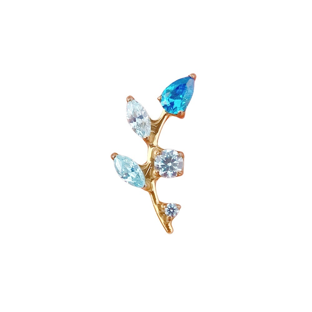 Colorful Leaf Titanium Alloy Ear Studs Inner Spiral Lip Piercing Accessories G23 Titanium Body Piercing Jewelry Unisex