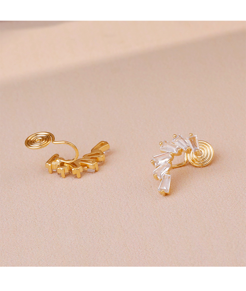 Fashionable Luxury Stone Ear Cuff No Piercing Mosquito Coil Tray Super Shiny High-End Feelings Women's Jewelry Earring