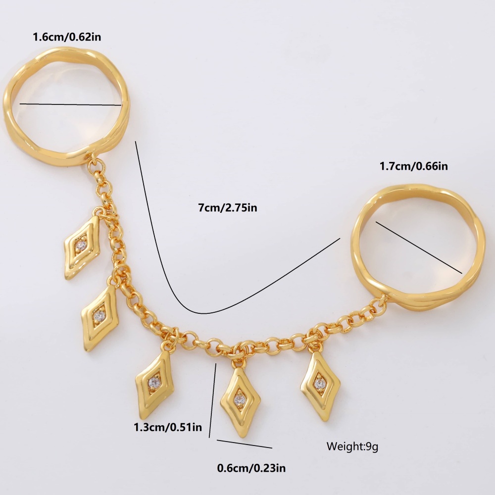 1 Piece Exquisite Design Fashion Unique Chain Rhombus Pendant Matching Personality Outfit Special Occasion Dress Women's Ring Jewelry
