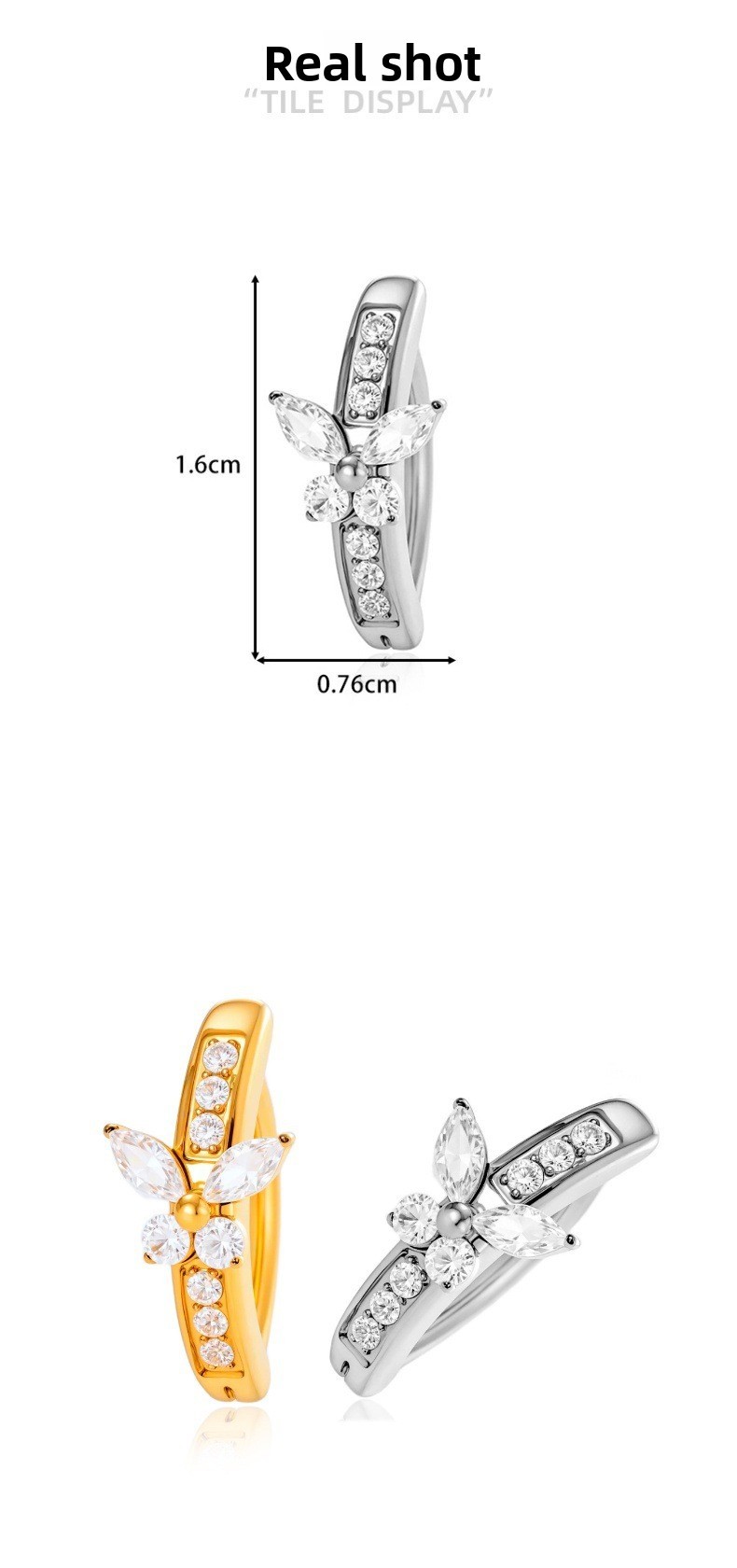 Fashion Weekend Party Women's Elegant Simple Style Butterfly Design Titanium Alloy Belly Button Ring With Zircon Inlay