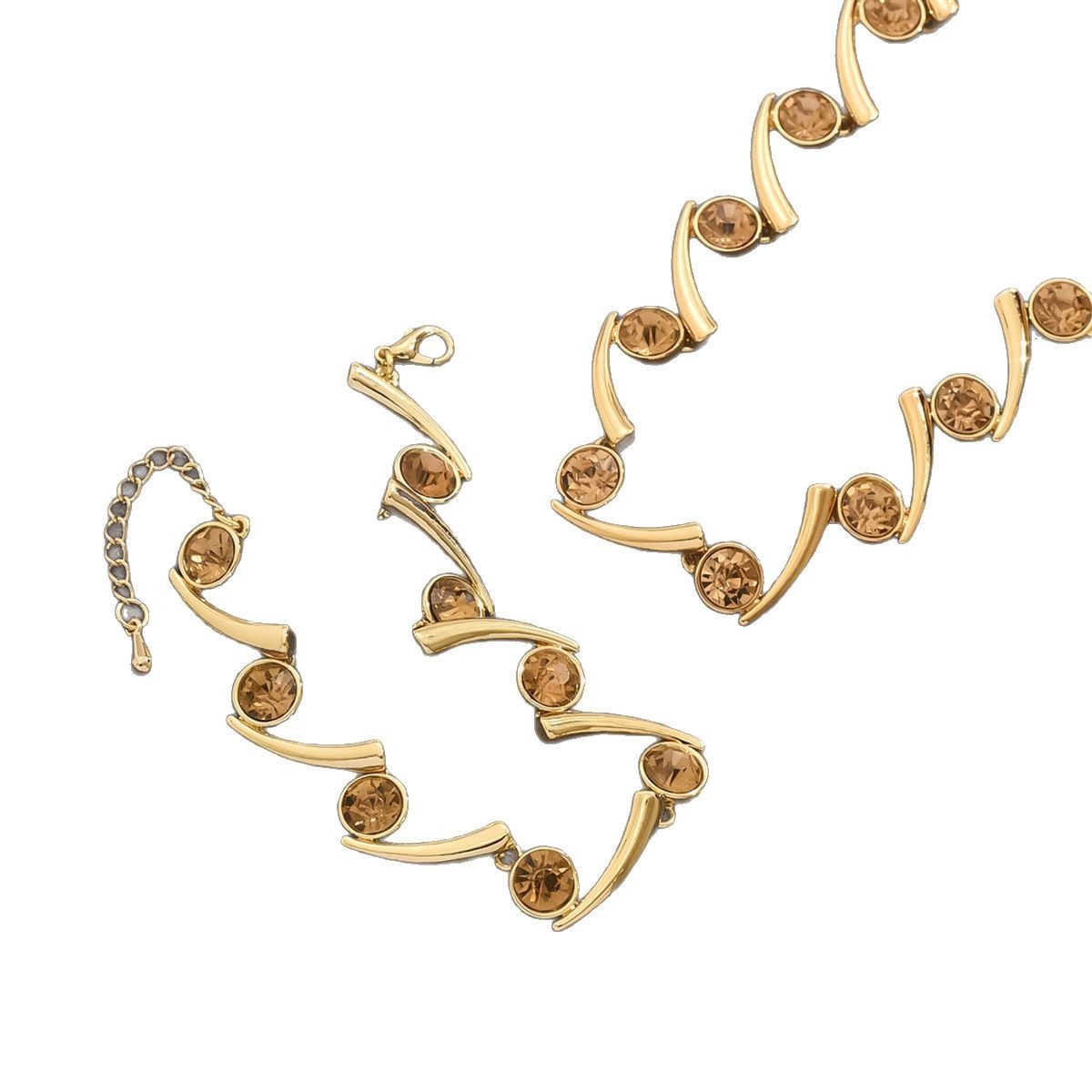 Simple Elegant Necklace For Banquet Women And Unisex Geometric Pattern Rhinestone And Copper Jewelry Set