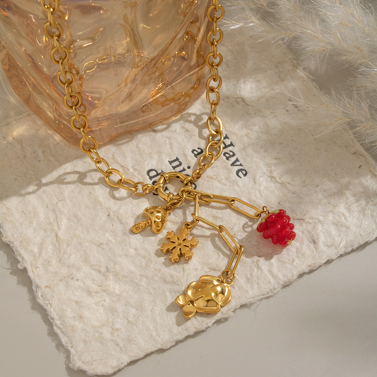 Sweet Fresh Floral Grape Snowflake AB Earrings Necklace Set Tassel Girl Jewelry Accessories Personalized Design Sense