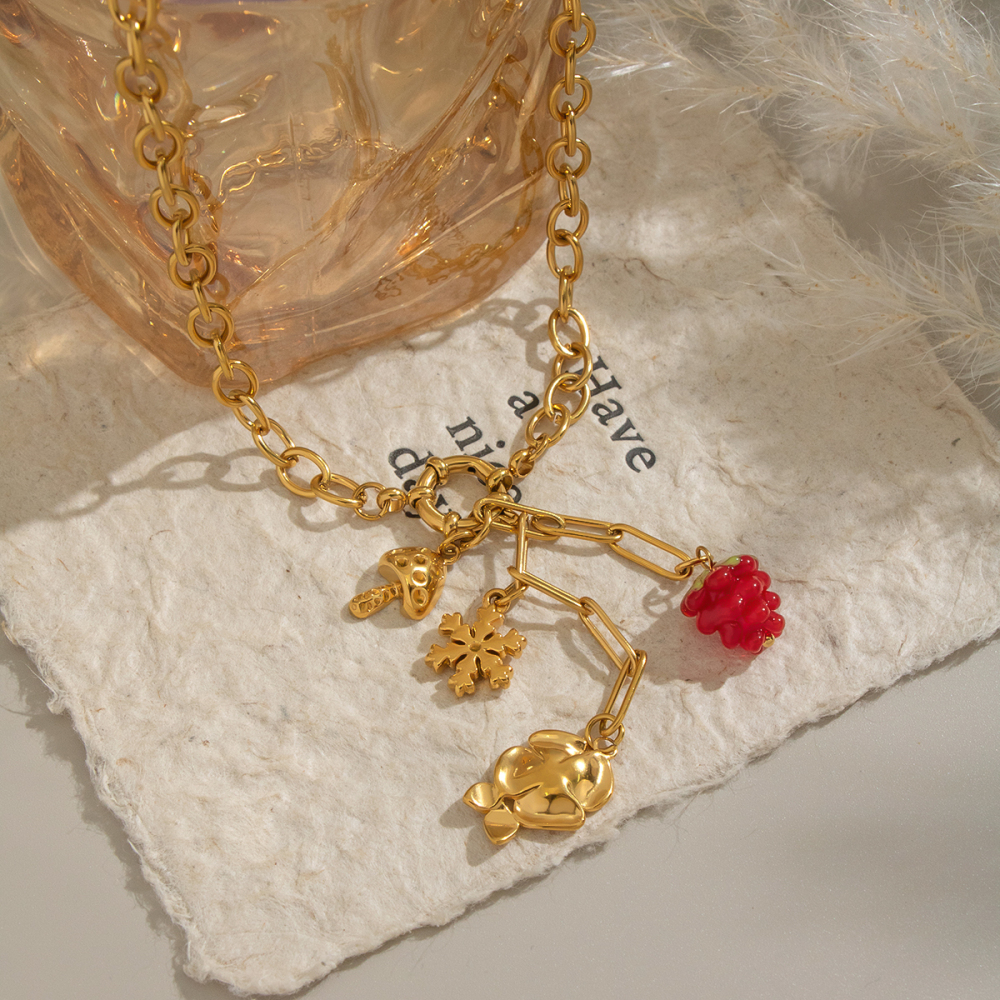 Sweet Fresh Floral Grape Snowflake AB Earrings Necklace Set Tassel Girl Jewelry Accessories Personalized Design Sense