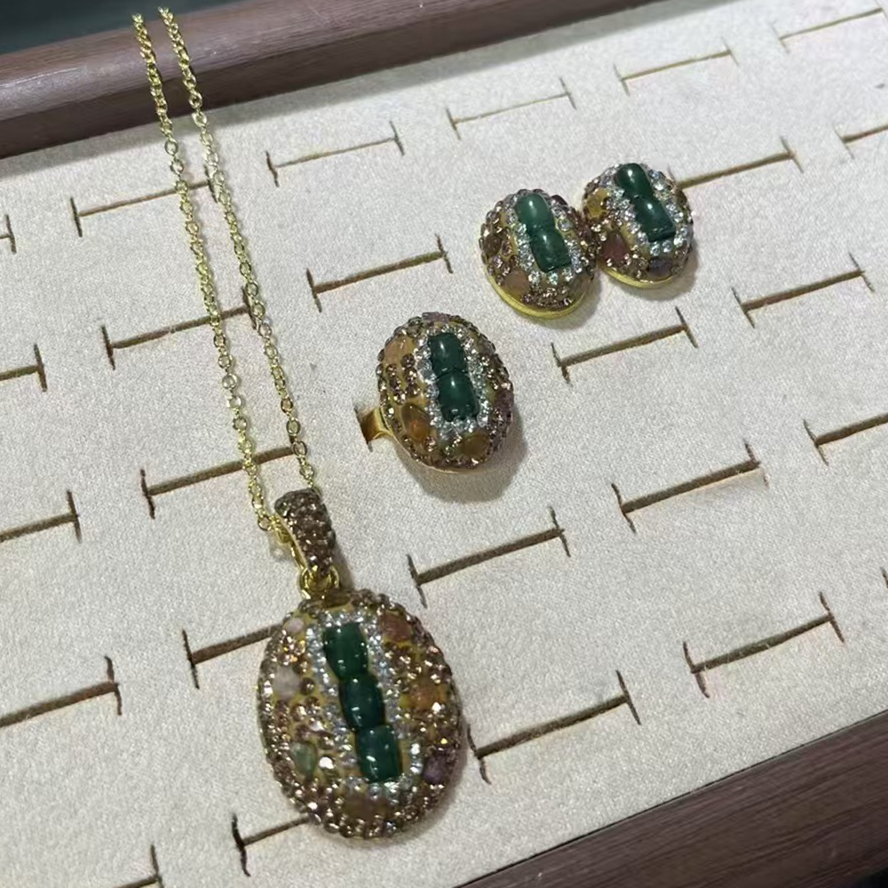 Vacation Simple Style Oval Crystal Copper Clay Plating Inlay Rhinestones 18K Gold Plated Women's Cable Chain Jewelry Set