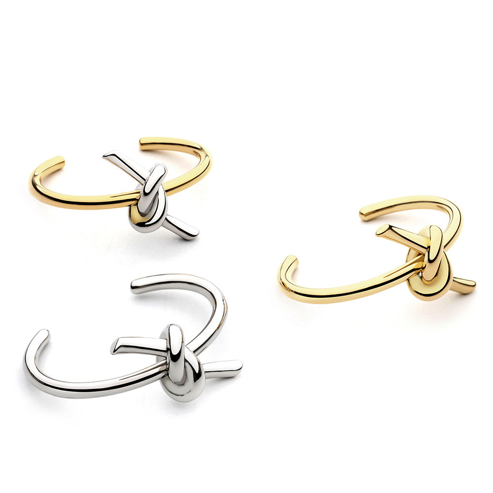 Basic Modern Style Classic Style Knot 304 Stainless Steel Cuff Bracelets In Bulk