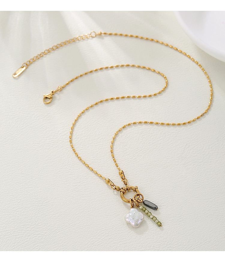 Titanium Steel Crystal Four-leaf Clover Black Gallstone Pendant Necklace Non-Fading Jewelry Accessories