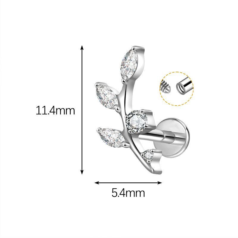 Fashion G23 Titanium Alloy Ear Lip Stud With Claw Inlaid Zircon Geometric Pattern Suitable For Men And Women Titanium Steel