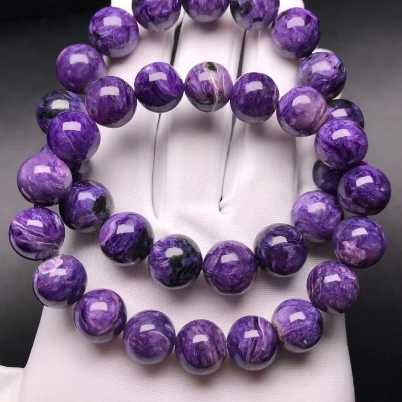 Natural Purple Dragon Crystal Bracelet Charoite Stone Full Dragon Pattern King Purple Nine Purple Fire Versatile Bracelet