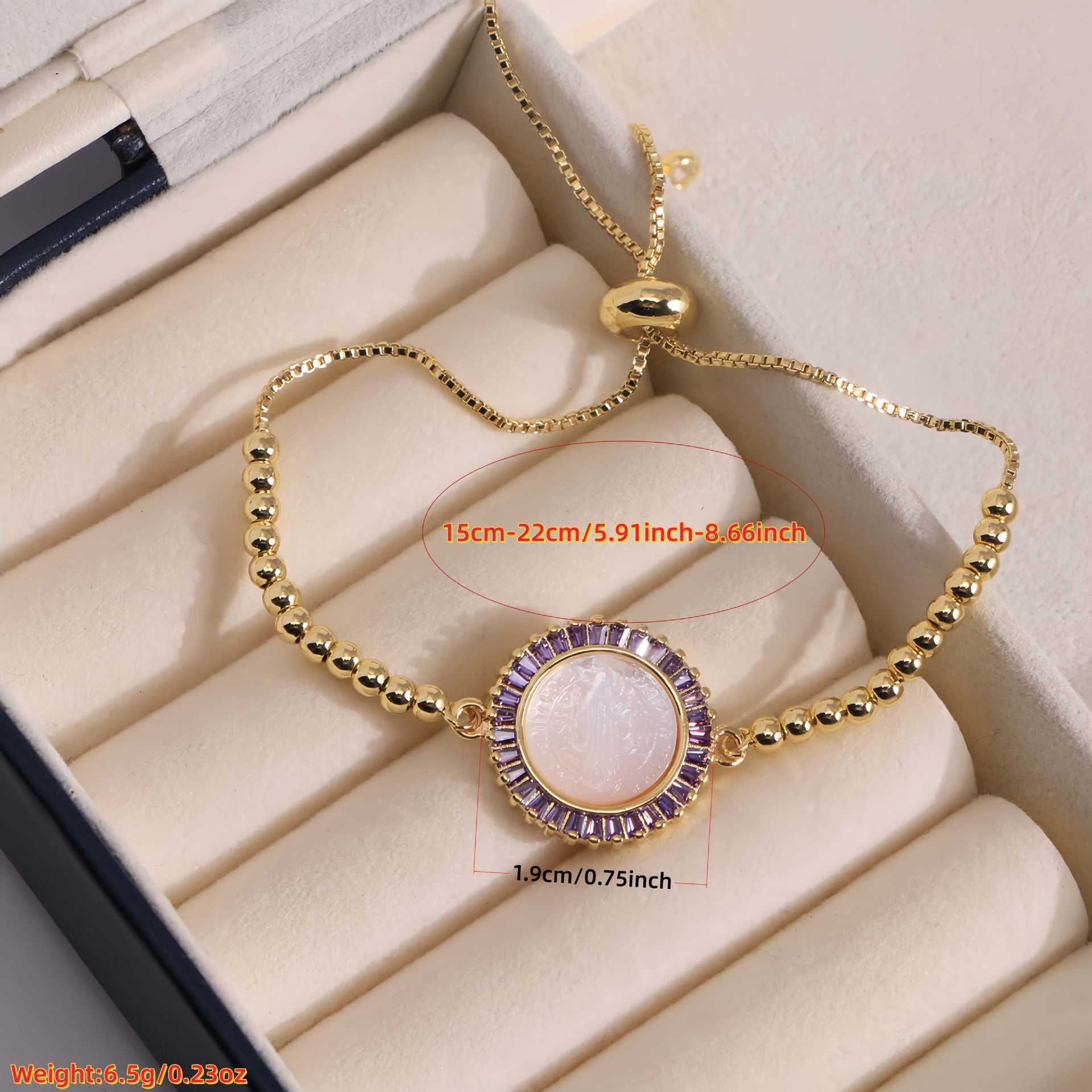 Gold Gold-plated Shell Pendant Micro-inlaid Design Bracelet Women's Jewelry Copper Accessories