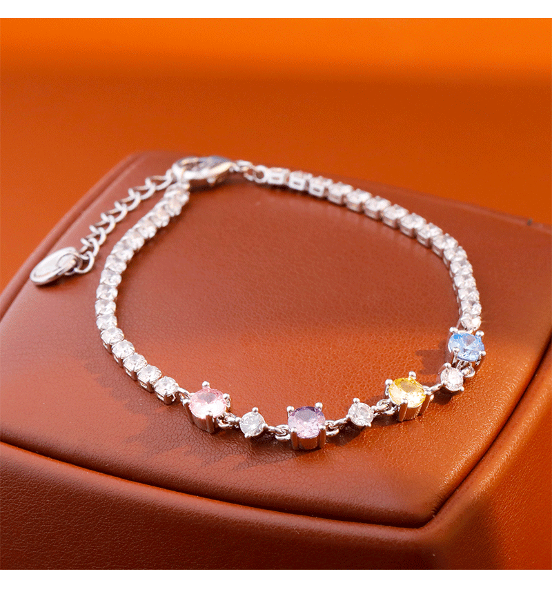 Original Design Fashion Luxury Colorful Zircon Bracelet Versatile Sweet New Style Business Match Accessories Women's Jewelry