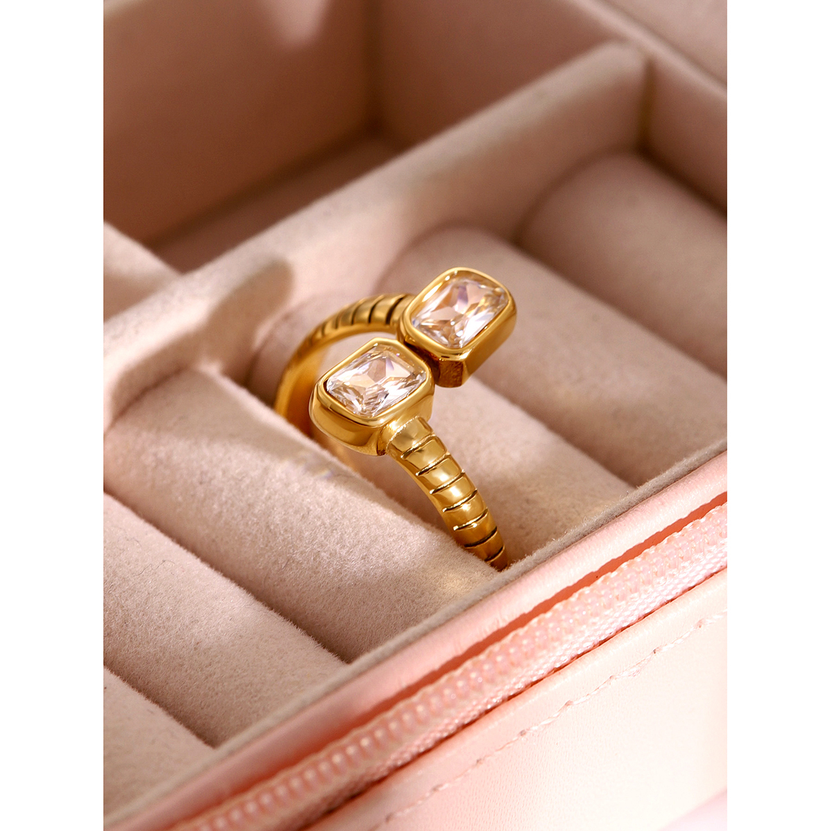 304 Stainless Steel Geometric PVD Coated 18K Real Gold Plated Simple Style Classic Style Open Rings