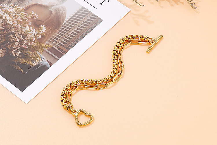 PVD Coated 18K Gold Plated Geometric Titanium Steel Fashion Waterproof Non Tarnish Bracelets