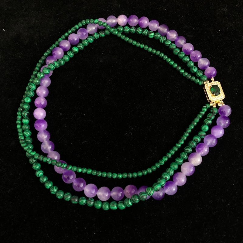 Elegant Simple Classic Multi-Layer Design Turquoise Purple Stone Bead Necklace Fashion Jewelry Matching Sweater Chain For Women