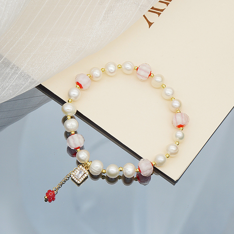 Spring And Summer Crystal Glass Pearl Bracelet Girl Bracelet Geometric Couple Jewelry Accessories