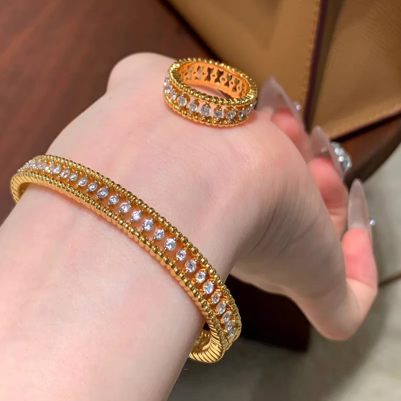 Vintage Full Diamond Dewdrop Bracelet New Chinese Style Gold Open High-end Versatile Copper Bracelet Modern Style Jewelry Accessories