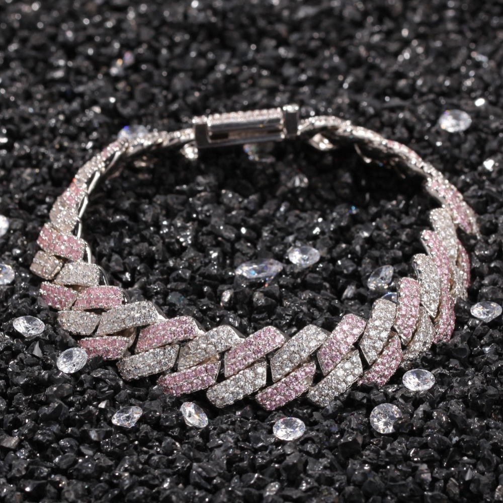 Unisex Hip-Hop Style Cuban Chain Bracelet Fashion Silver Color Block Strip Geometric Pattern Simple Style Men's Jewelry Accessories