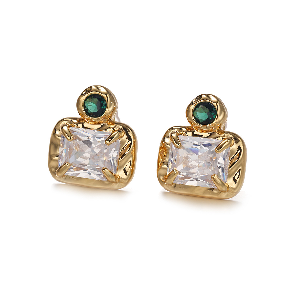 Fashionable Luxury Vintage Zircon Earrings Women Simple Style Summer Hot Sale Model Copper Material Jewelry Accessories