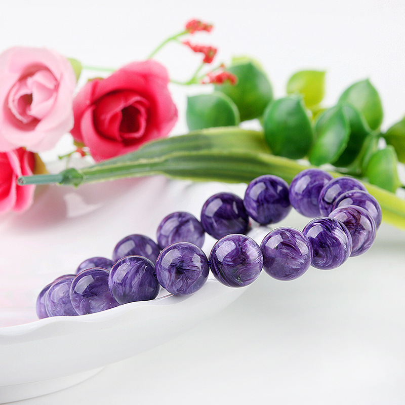 Natural Purple Dragon Crystal Bracelet Charoite Stone Full Dragon Pattern King Purple Nine Purple Fire Versatile Bracelet