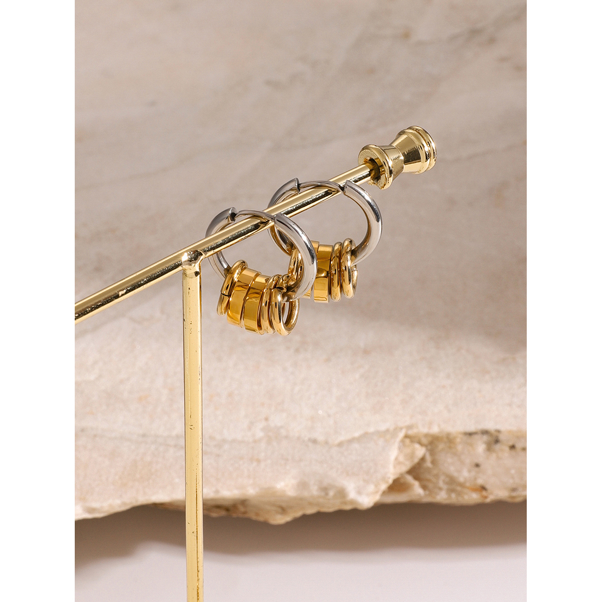 PVD Coated Real Gold Plated Round 304 Stainless Steel Simple Style Classic Style Waterproof Non Tarnish Earrings