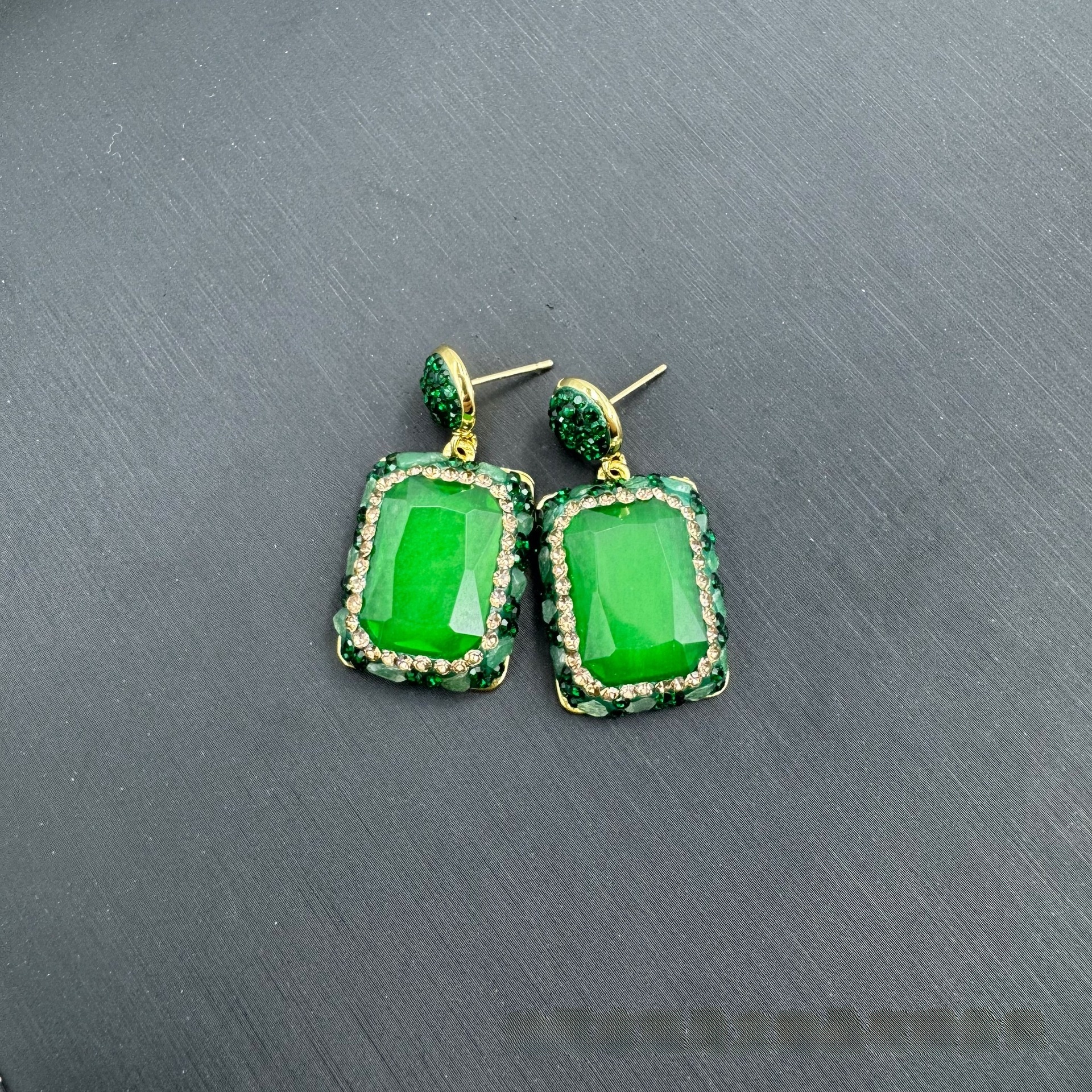 Ethnic Style Classic Style Square Copper Malay Jade Rings Earrings Necklace In Bulk