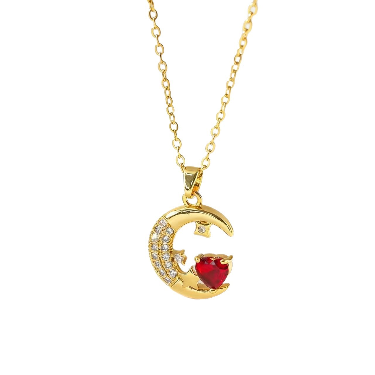 Micro Pave Zircon Star Moon Myth Necklace For Women Moon Collarbone Chain Jewelry