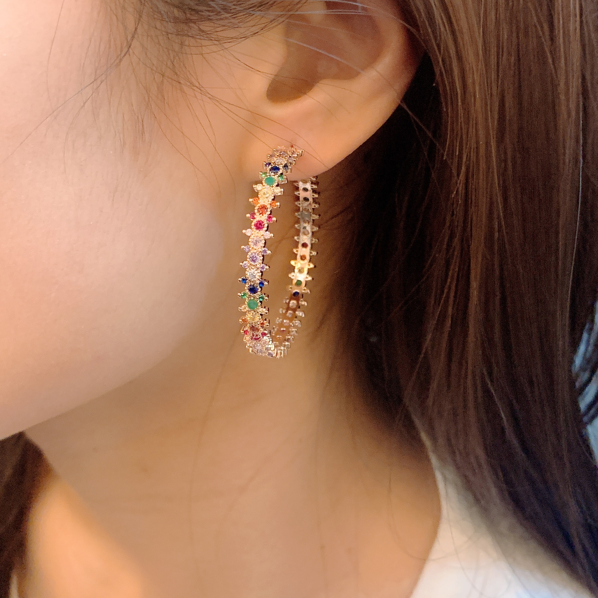 1 Pair Vacation Classic Style Color Block Inlay Copper Zircon Earrings