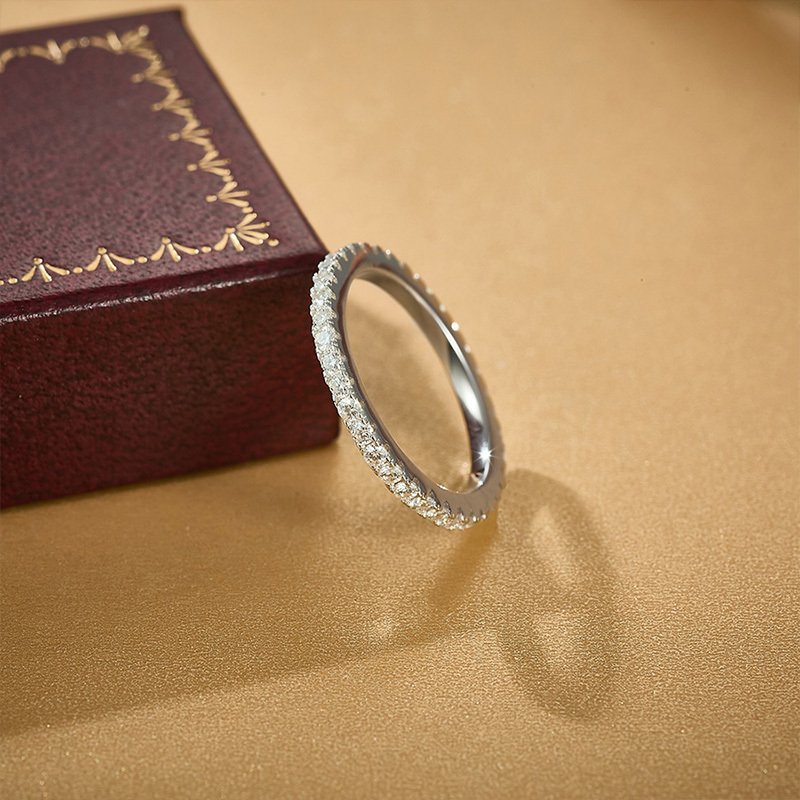 925 Sterling Silver Jewelry Radiant Moissanite Eternity Ring 925 Sterling Silver Moissanite Wedding Rings For Women Men