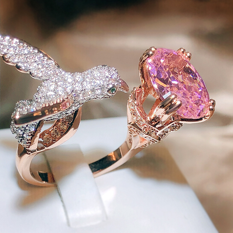 Ins Style Eagle Copper Plating Zircon Open Ring 1 Piece