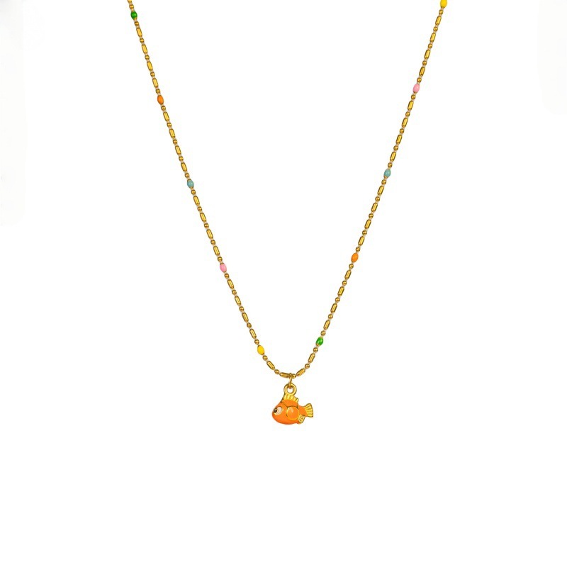 304 Stainless Steel Fish Pendant Necklace Cute Fat Fish Design Elegant Fashion Accessories Ladies European American Style Jewelry