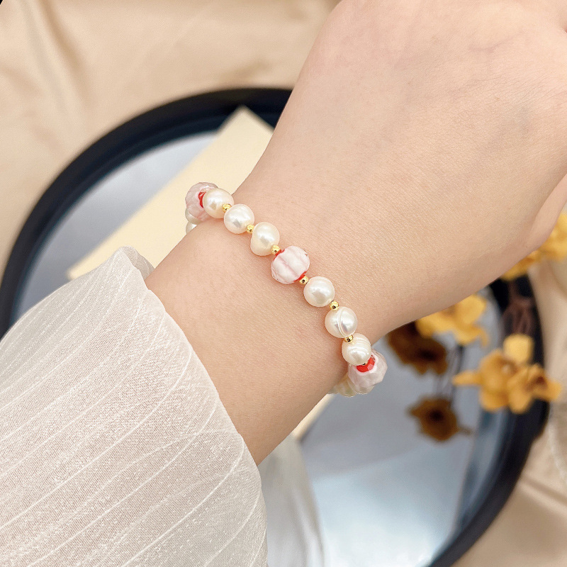 Spring And Summer Crystal Glass Pearl Bracelet Girl Bracelet Geometric Couple Jewelry Accessories