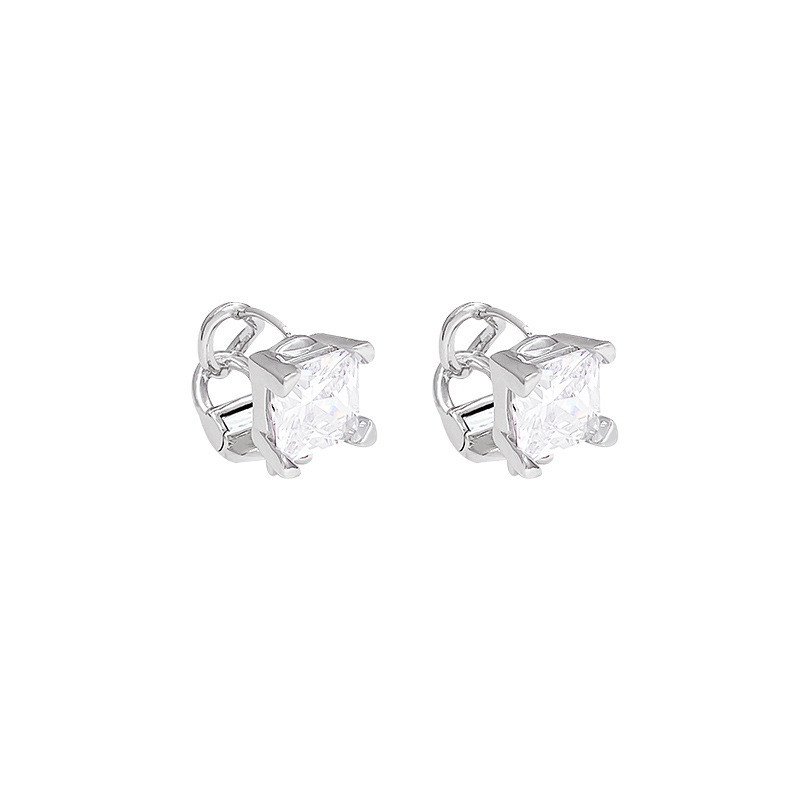 Square Zircon Earrings Women Luxury Design High-End Unique Heavy-Duty Ear Ring Jewelry Accessories French Vintage Style