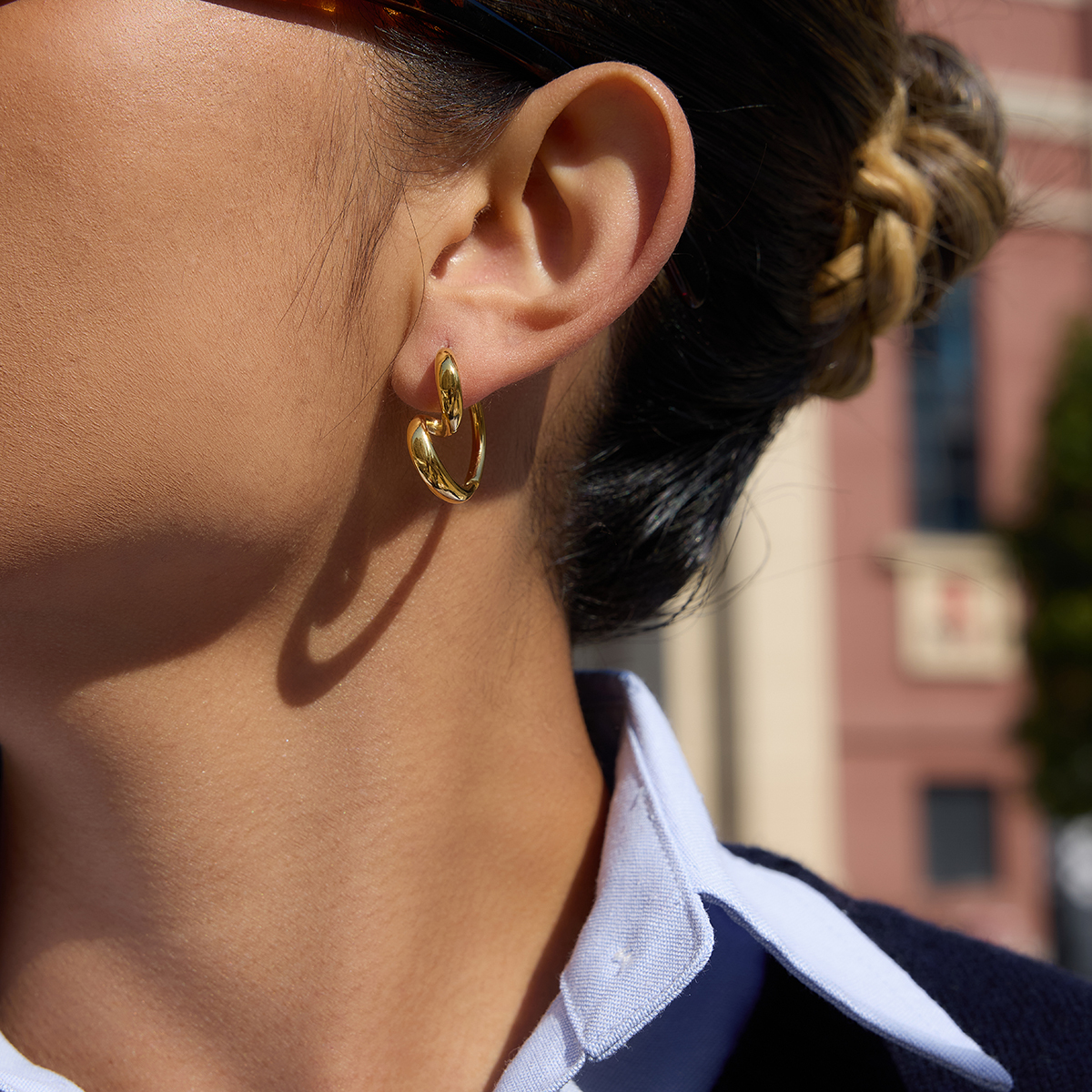 Women's Classic Style 18K Gold 304 Stainless Steel Linear Wrapped Heart Earrings Pair 18K Real Gold Vacuum Electroplating (In Furnace) Geometric Asymmetric Waterproof Non-Fading Earrings For Women Christmas