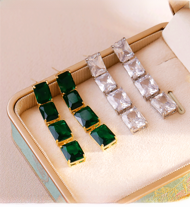 Fashionable Long Dangle Earrings Ultra Mountain Zircon Unique Design High-End Feelings Personality Women's Jewelry Accessories