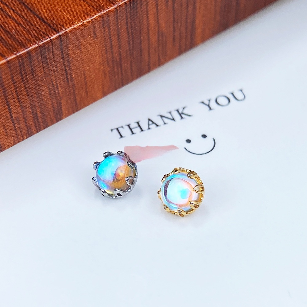 G23 Titanium Alloy Flat Bottom Moonstone Ear Studs Lip Tunnels Buried Nuts Body Piercing Jewelry Unisex Fashion Accessories