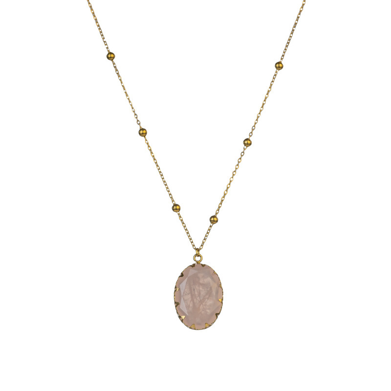 Luxury Handmade Natural Stone Gold Plated Stainless Steel 14K Necklace Ladies Casual Elegant Ins Style Jewelry Accessories