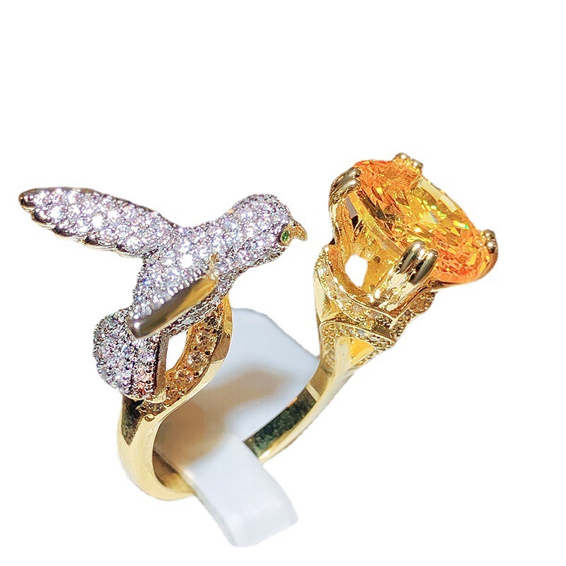 Ins Style Eagle Copper Plating Zircon Open Ring 1 Piece