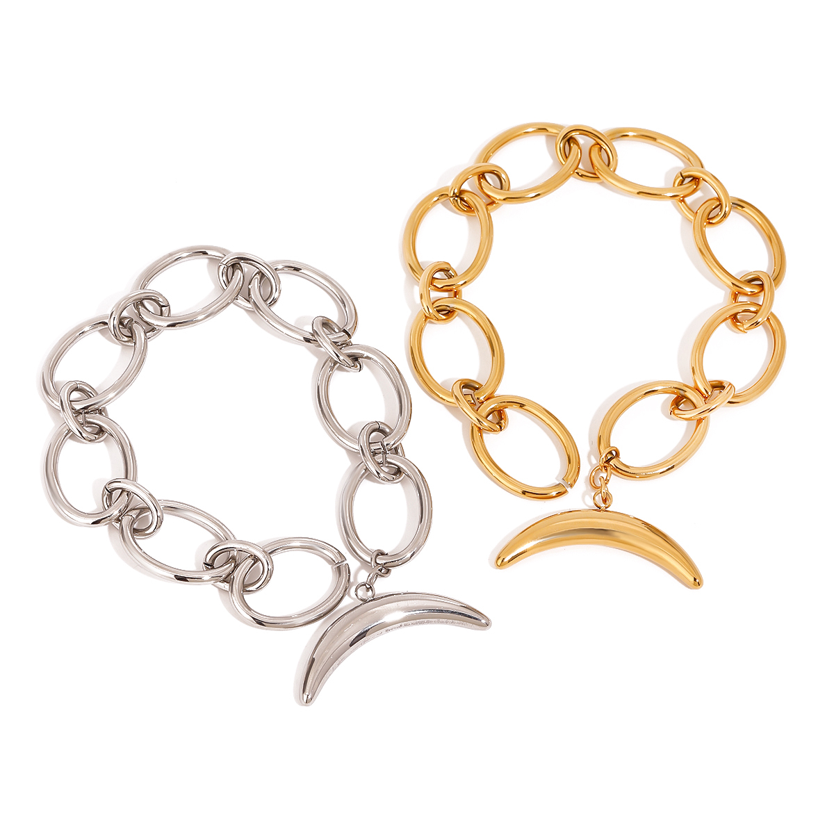 304 Stainless Steel Geometric PVD Coated 18K Real Gold Plated Real Gold Plated Basic Modern Style Classic Style Waterproof Non Tarnish Bracelets